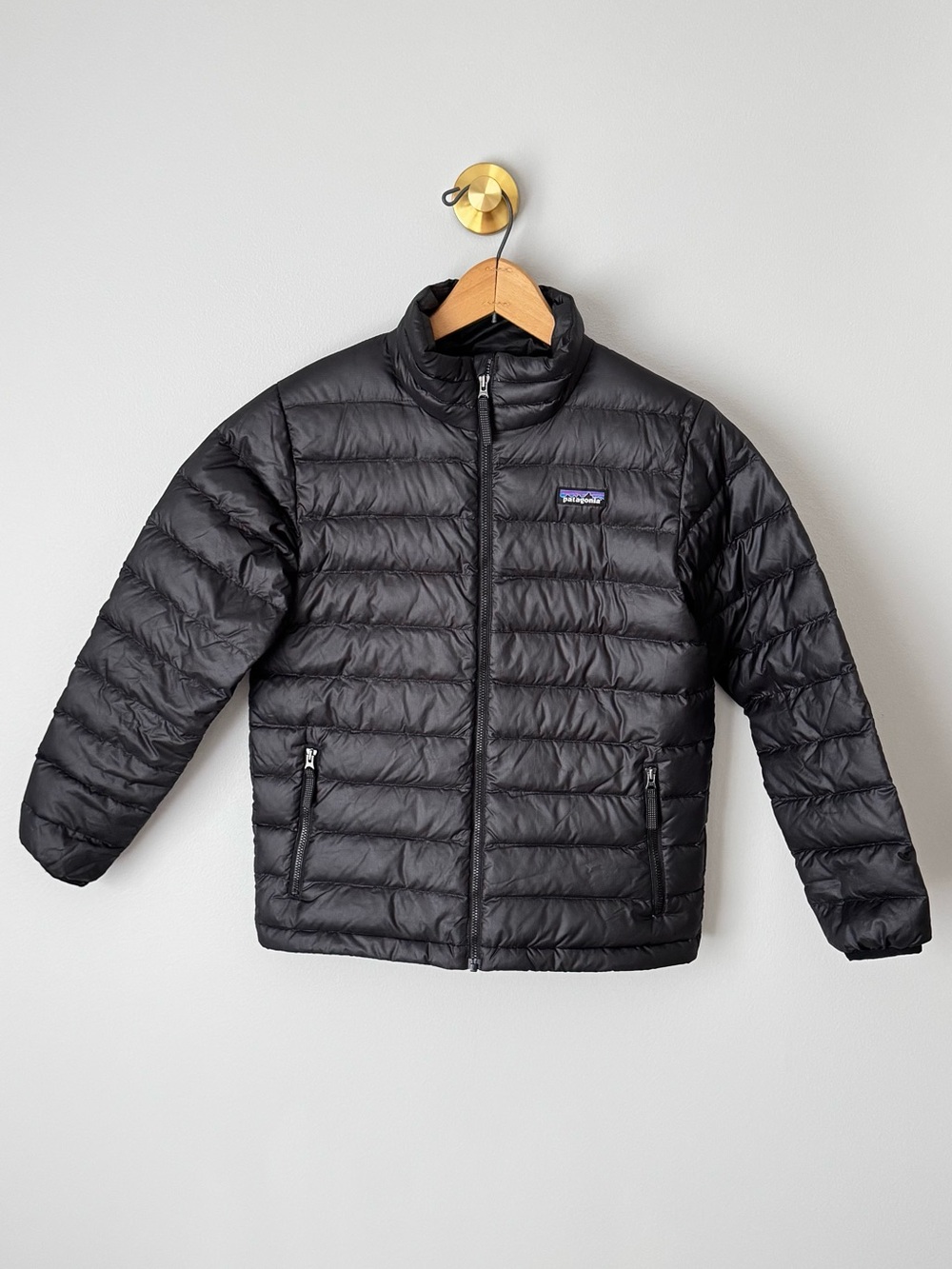 Patagonia Down Sweater Jacket Kids Size M (10) Black Recycled Material